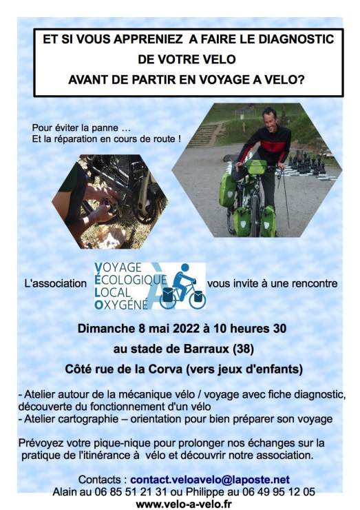 Atelier diagnostic vélo avant de partir en voyage - Barraux (38)