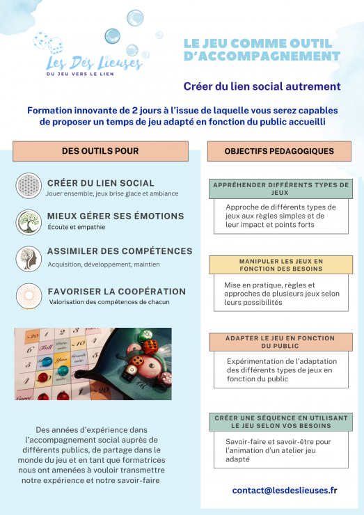 Le jeu comme outil d'accompagnement pour créer du lien social Formation " Le jeu comme outil d'accompagnement"